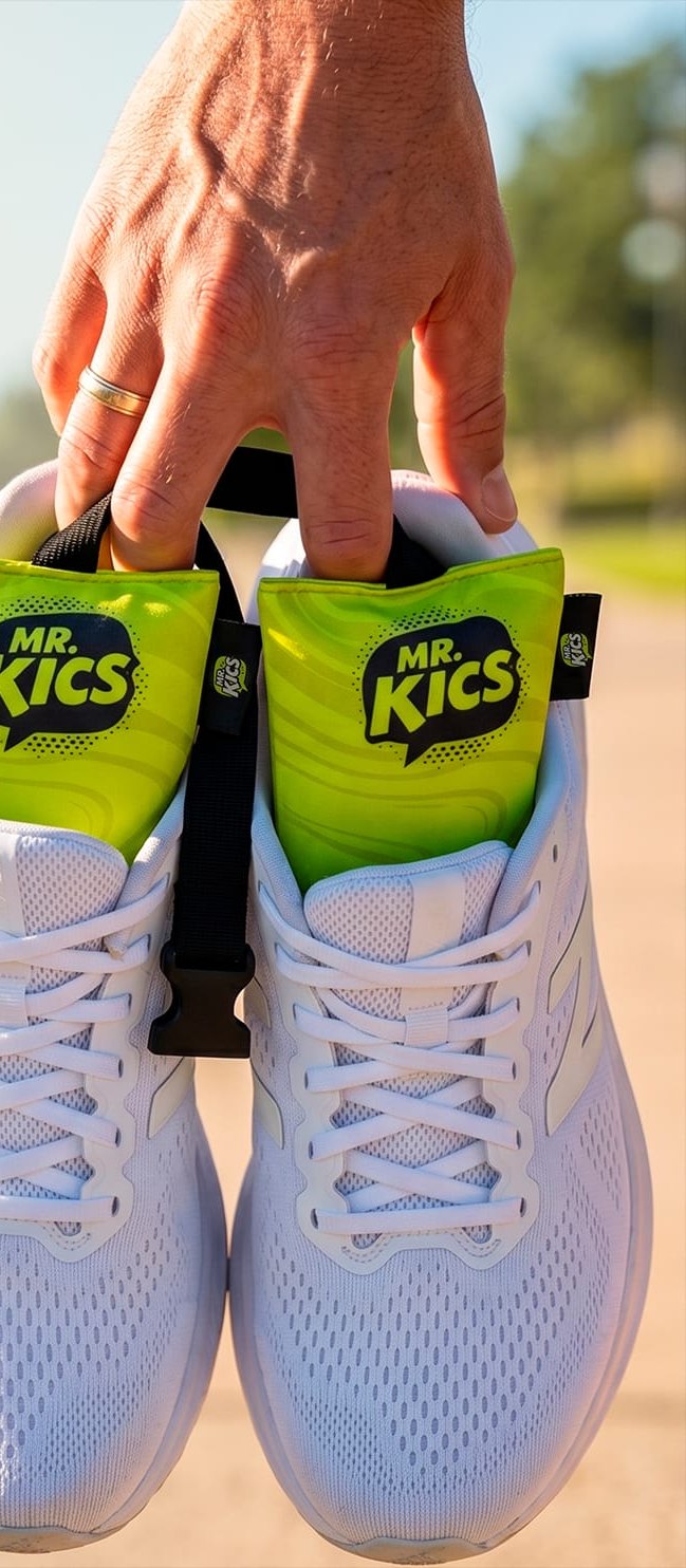 Inserts inside white running shoes